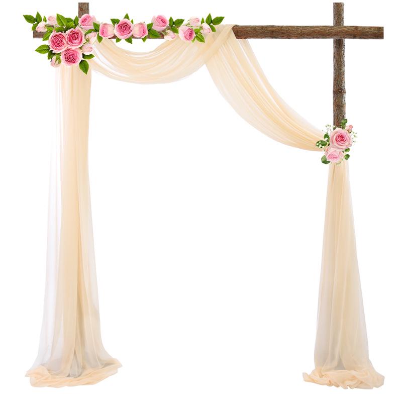 Forest Style Wedding Arch Decoration: Outdoor Lawn Chiffon Gauze Curtains