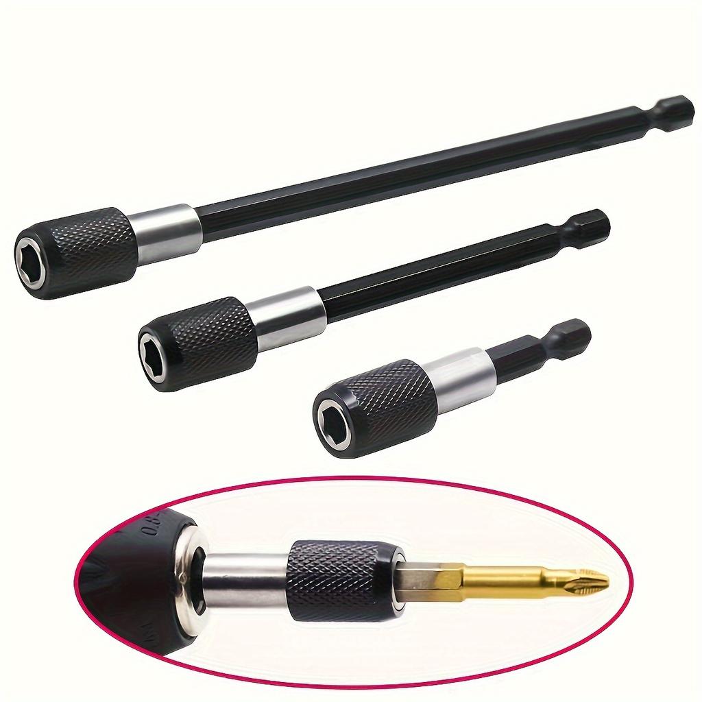 3-Piece Hexagonal Shank Bit Extension Set, 1/4 Inch Quick Release Self-Locking, Durable Metal - Ideal for Home DIY Projects