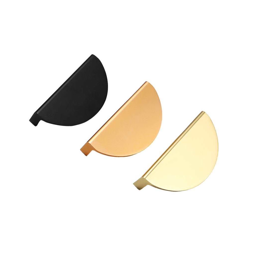 Modern Half Moon Furniture Cabinet Handle 64mm Brushed Gold Bedroom Kitchen Aluminium Handles