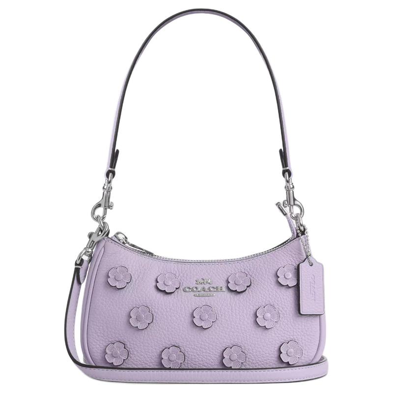 

COACH Teri 20 Detachable Logo Strap Pebbled Leather Crossbody Shoulder Bag Small Women s Purple фіолетовий