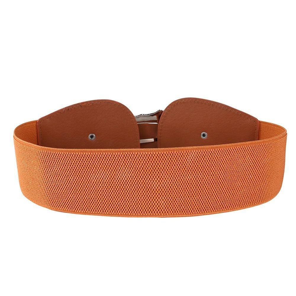 Kunstleder Retro geschnitzte Schnalle Elastischer Taillenbund Metallschließe Gürtel Taillenaccessoire