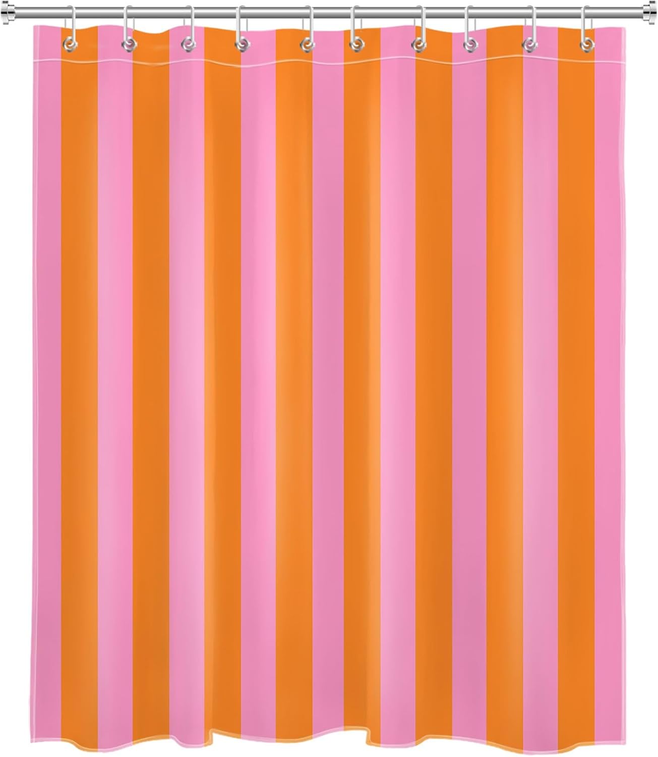Pink and Orange Shower Curtain Abstract Bohemian Fabric Shower Curtain with 12 Hooks Waterproof Bathroom Decoration 90x180cm
