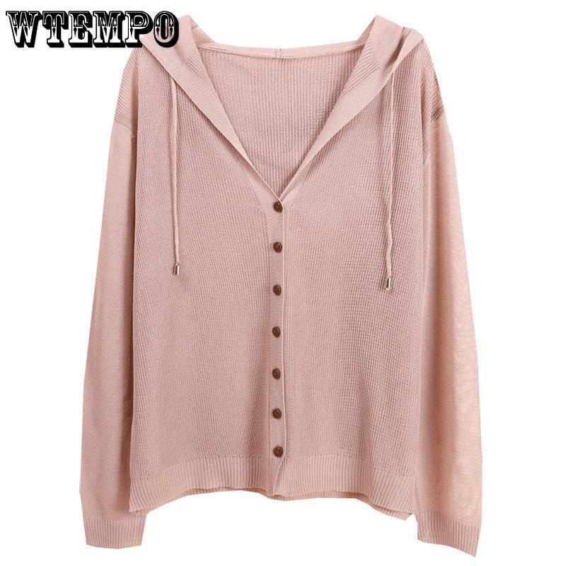 Summer Knitted Cardigan Jacket Women's Hooded Tops Ice Silk Thin Section Hollow Sunscreen Cardigan