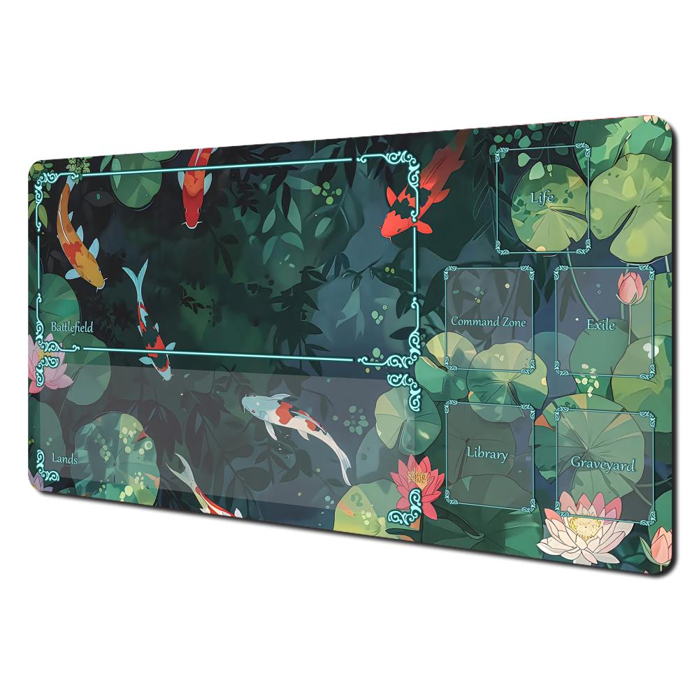 Art Aesthetic Koi Fish Pattern Design Mtg Playmat Magic Card Battle Mat Nonslip Stitched Edge Tapete Magic Mtg Tabletop Playmat