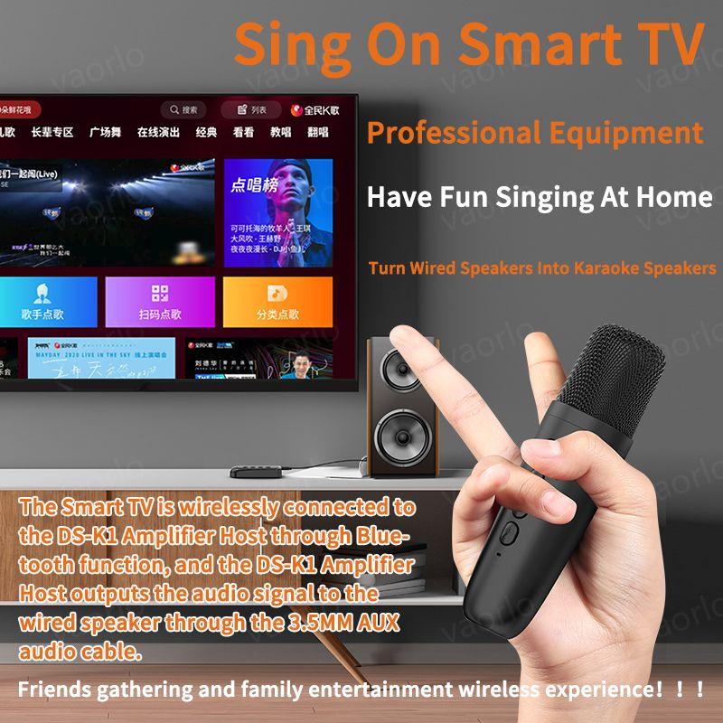 VAORLO Mikrofon bezprzewodowy do karaoke, śpiewanie w domu, niskie opóźnienie transmisji, obsługa wielu trybów dźwięku, dla rodzin, gra na żywo, mówienie