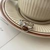 Open Ring Zircon Double Layer Ring Brown Stone Geometric Resizable Ring  Aesthetic Accessories