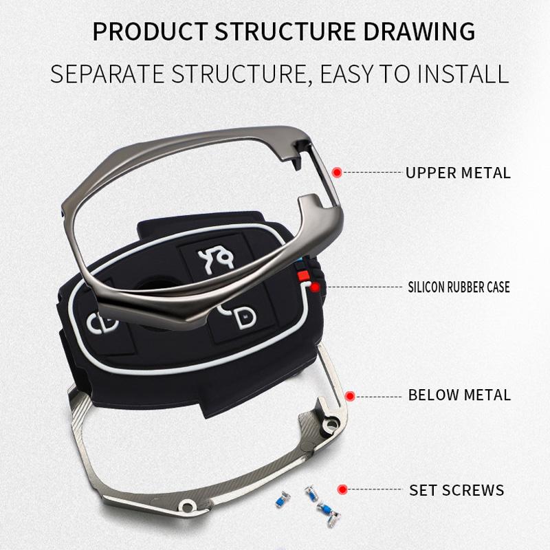 Zinc Alloy+Silicone Full Cover Car Key Case for Mercedes Benz A B C E Class GLS GLA GLK GLC CLS CLA AMG W204 W205 W212 W463 W176