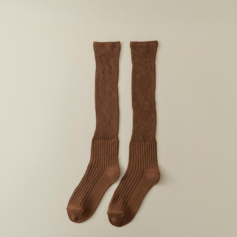 White Pile Socks for Women, Spring and Autumn Cotton Socks, Calf Socks, Summer Thin Mid-calf Socks, Paired with Small Leather Shoes To Shape The Legs