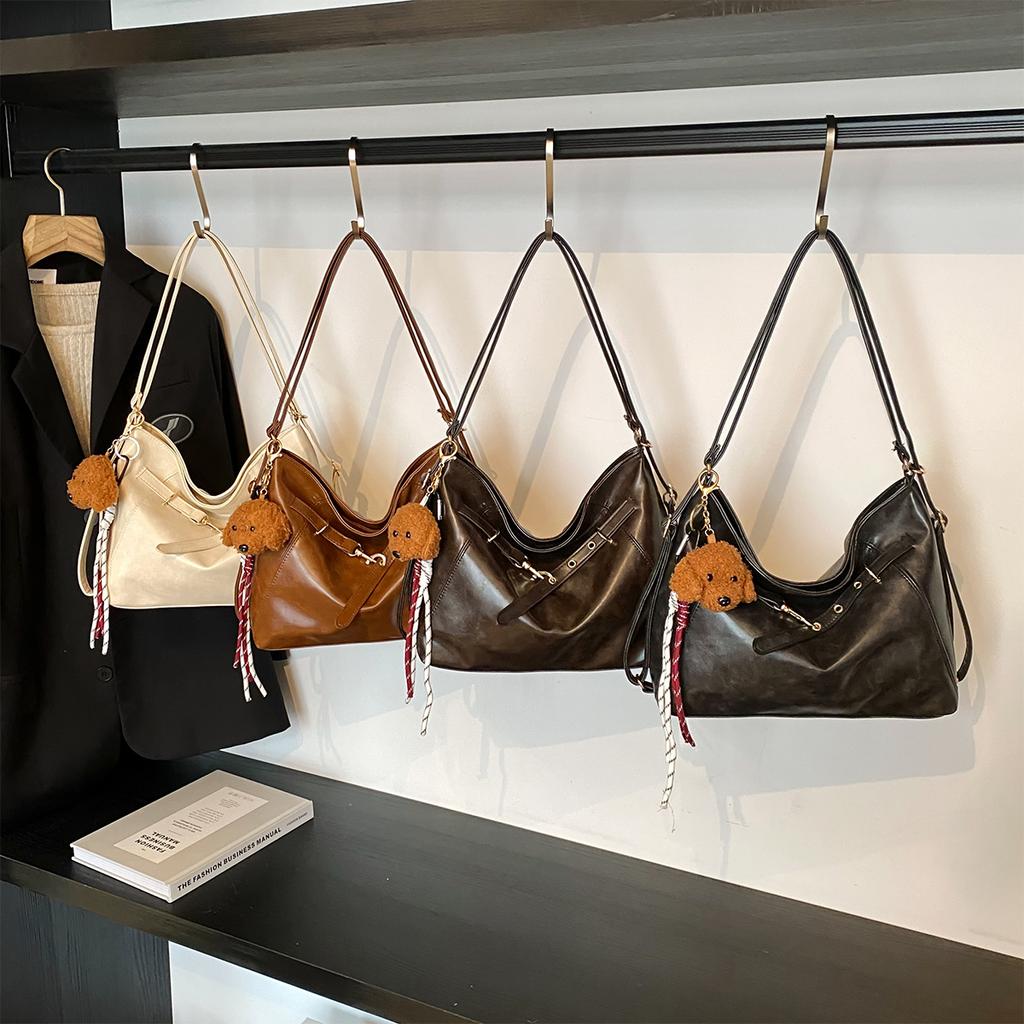 Vintage Shoulder bag for Women Lightweight PU Large Capacity Zipper String  Cute Charm For Daily Use Commute Shopping Handbag