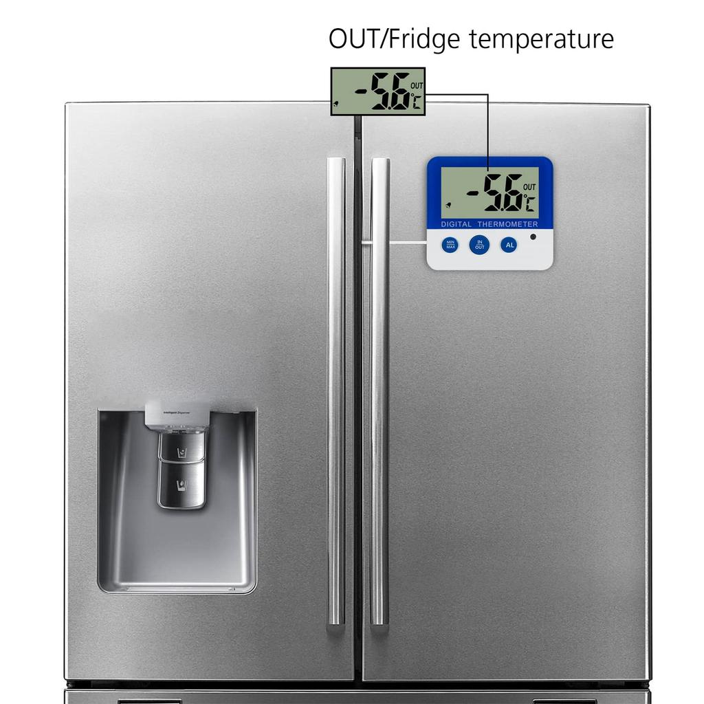 Gellvann Digital FreezerRefrigerator Thermometer with Magnet Standard Digital Freezer Thermometer with LED Alarm IndicatorMemory Freezer Thermometer