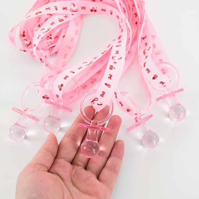 10/20pcs Acrylic Pink Blue Baby Pacifiers Necklace for Baby Shower Gender Reveal Party Table Decoration Birthday Game Favors
