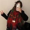 Korean Style Christmas Plaid Thick Scarf & Shawl - Warm & Versatile for Students