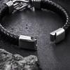 Men's stainless steel twisted bracelet, hip-hop punk leather accessory