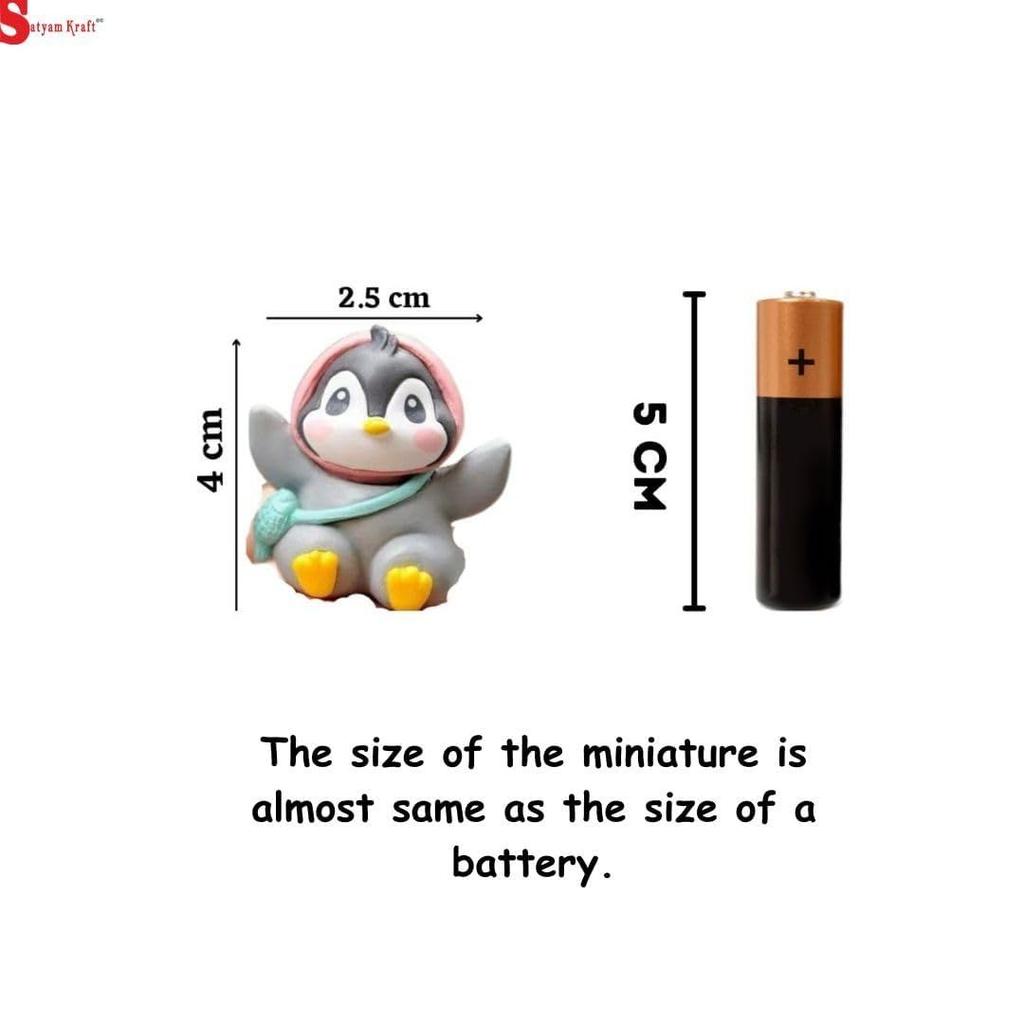 1 Set (6 Pcs) Cute Penguin Miniature Figurines Showpiece | Gift for Him/Her, Return Gift, Home Decor, Table, Car Dashboard