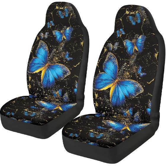 Purple Butterfly Galaxy Auto Car Seat Cover for Cars, Trucks, Vans, SUV, Vehicle Seat Cover Auto Saddle Blankets Driver Seat Protector Covers Full