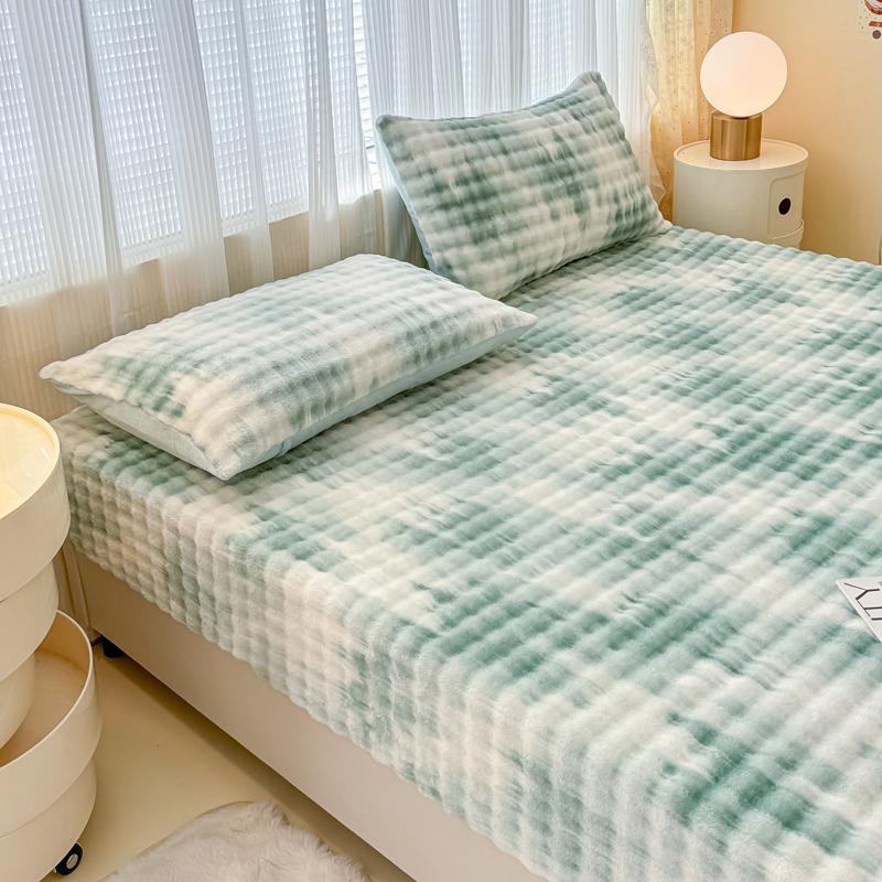 Plush Bedsheet Warm Fitted Sheet Soft Bed Linen for Winter Home Sheets Non-slip Bed Cover sabanas para cama (No Pillowcase)