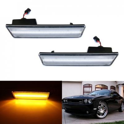 Front Side Marker Lamps W/ 24-SMD Amber LED Lights For 2008-14 Dodge Challenger