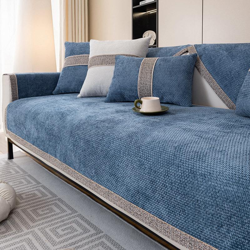 Soft Thick Chenier Sofa Cushion Living Room 1/2/3/4 Seat Mat Non-slip Corner Couch Cover Protective Embroidery Sofa Towel Home