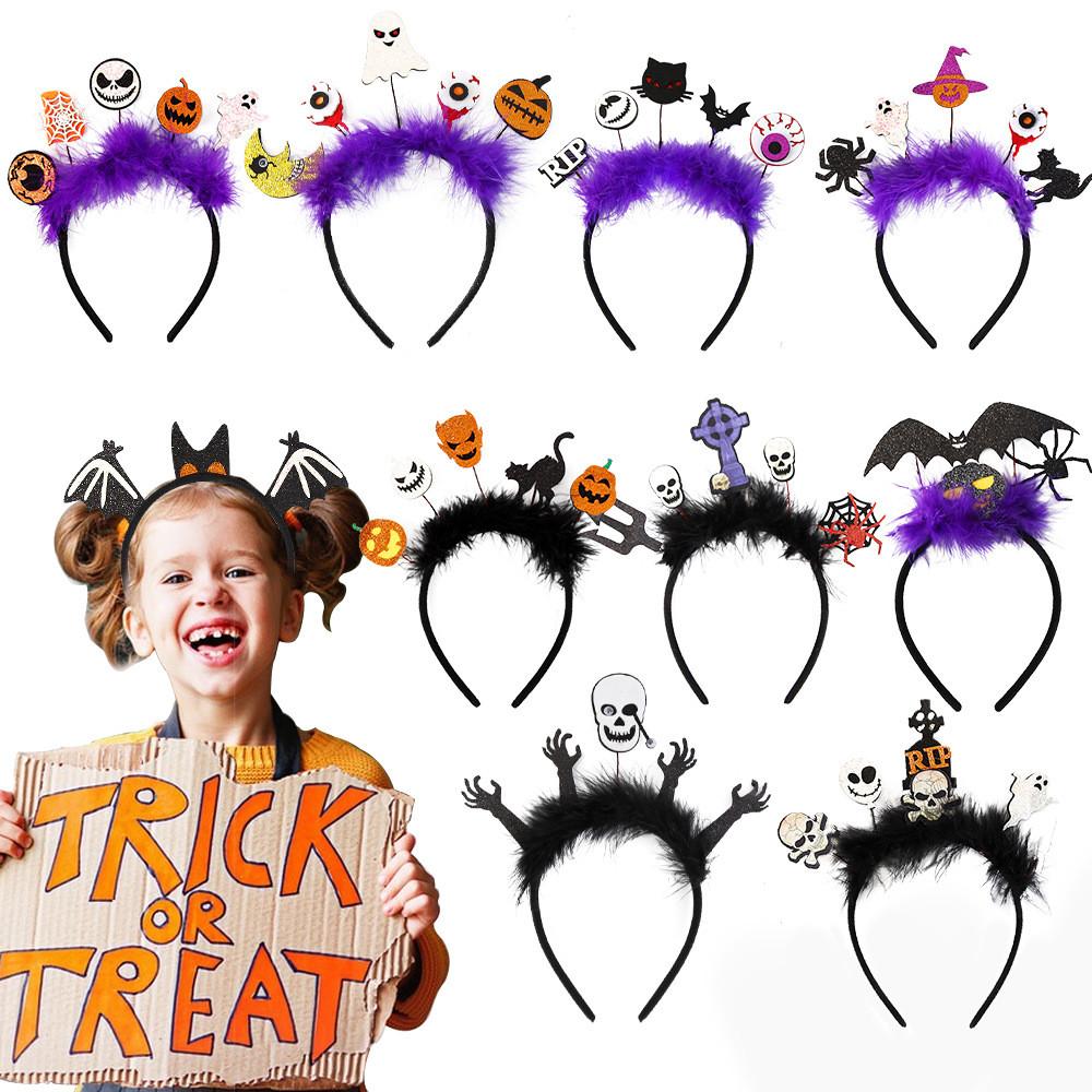 Festive Halloween Headband Accessories Featuring Adorable Bat Pumpkin And Cat Designs
