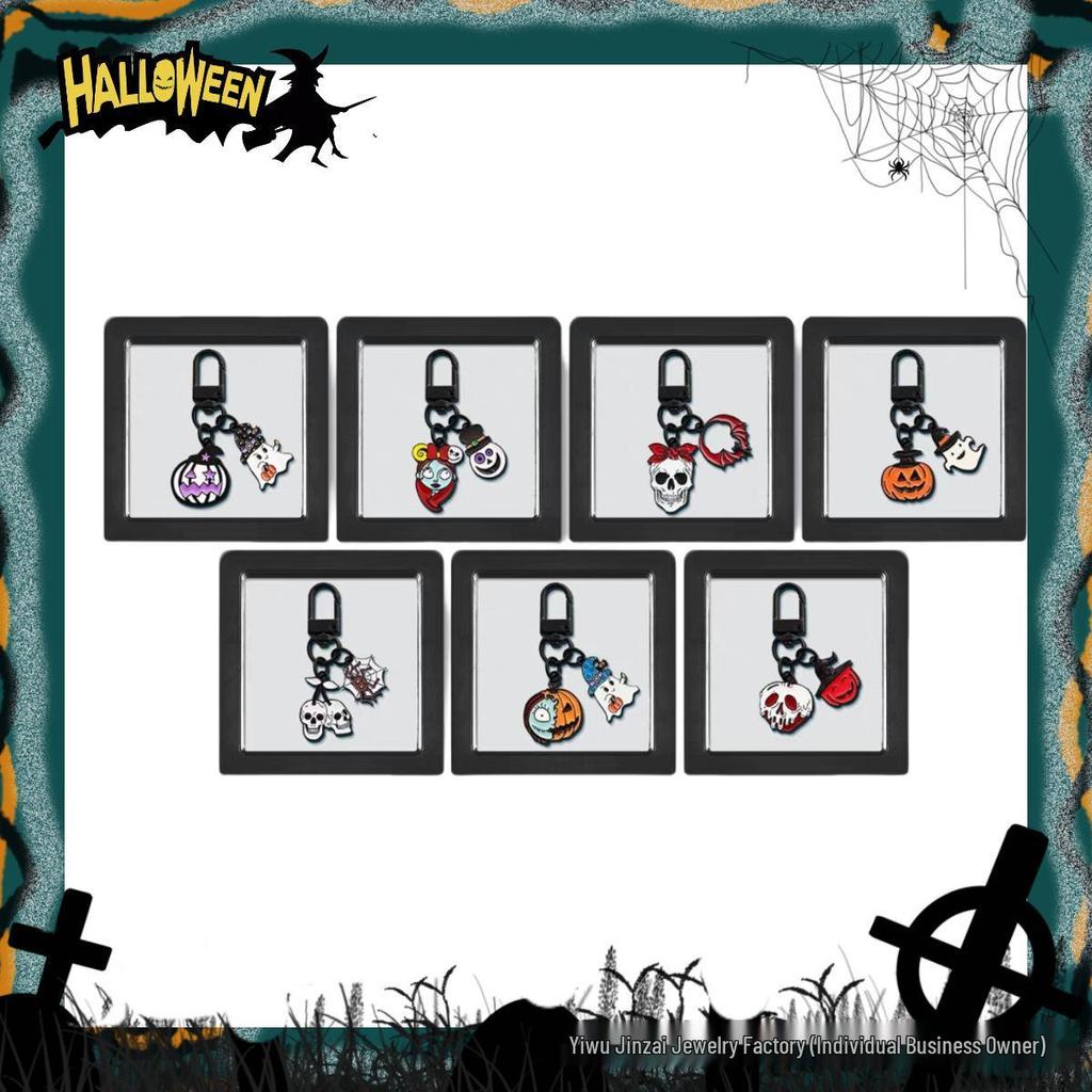 Cross-Border Halloween Skull & Pumpkin Keychain – Metal Ghost Charm Gift