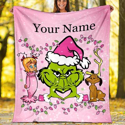 Individuell gestaltbare Crunch Weihnachtswurfdecke – Personalisierter Name, Ganzjahres-Kuscheldecke, Maschinenwaschbar, Personalisierte Decke