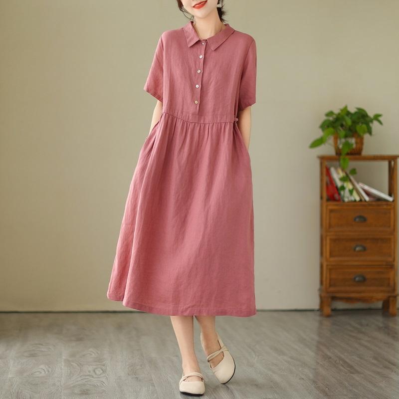 Dámské ležérní volné dlouhé letní šaty s krátkým rukávem, bavlněné vintage, nové, plus size