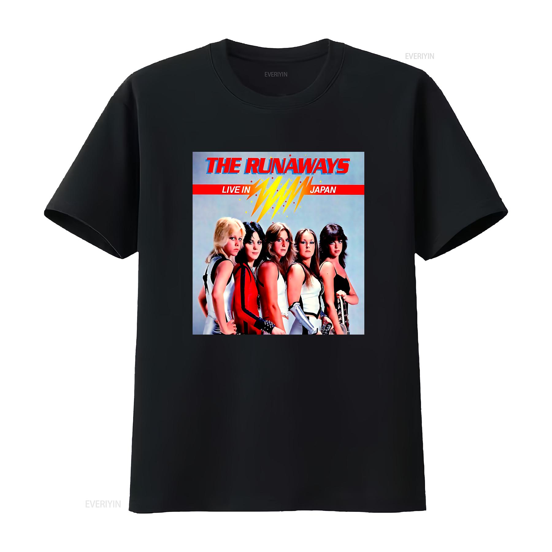 

The Runaways Live In Japan All Girl Rock Band Music T Shirt vintage Washed Breathable homme streetwear designer clothes Casual 4XL