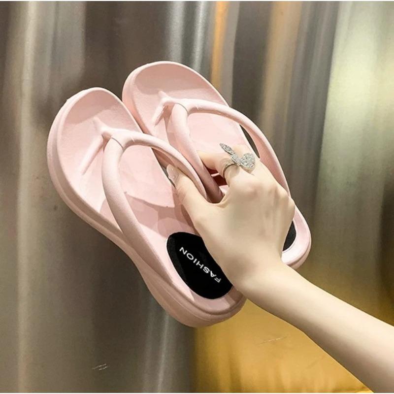 Soleist Thick Sole Wedges Flip Flops for Women 2025 Summer Non-slip Platform Sandals Woman Beach Slippers Girls Outdoor Flip Flops