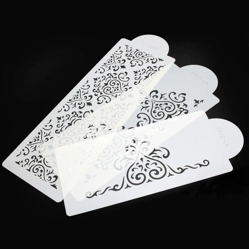 3tlg./Set Blume Kunststoff Schablone Fondant Kuchen Dekorationswerkzeuge Bordüre Spitze Form Backform GZW