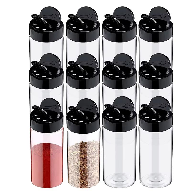 LMETJMA Camping Plastic Spice Jar with Shaker Lids Seasoning Containers 100ML Clear Seasoning Containers Spice Bottles JT516