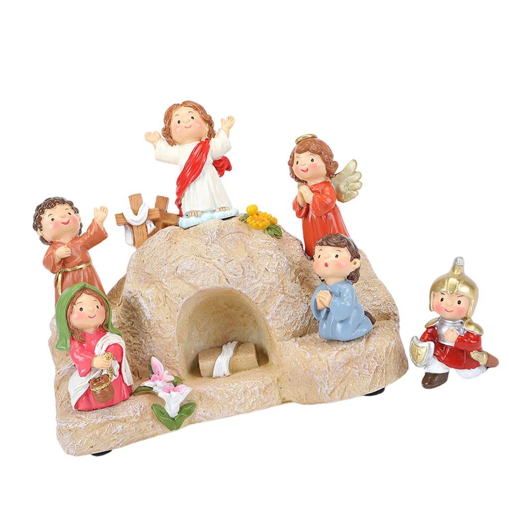 Resurrection Ornament Set with Detailed Figurines and LED Lighting for Christmas Home Decoration