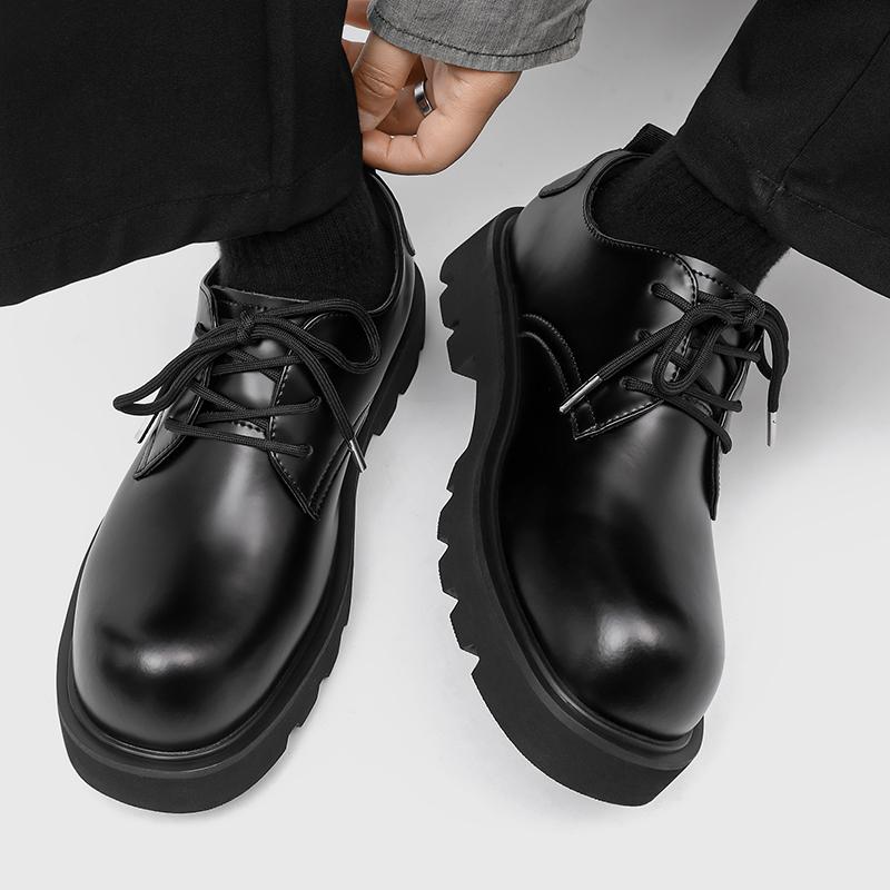 Casual lace up men's leather shoes Retro and minimalist styles Leisure Business High quality Derby shoes Thick bottom versatile