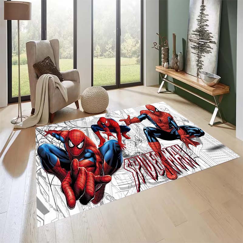 New custom-designed, cool Spider-Man rugs are available for your entryway, bathroom, and bedroom – featuring a spiderweb pattern