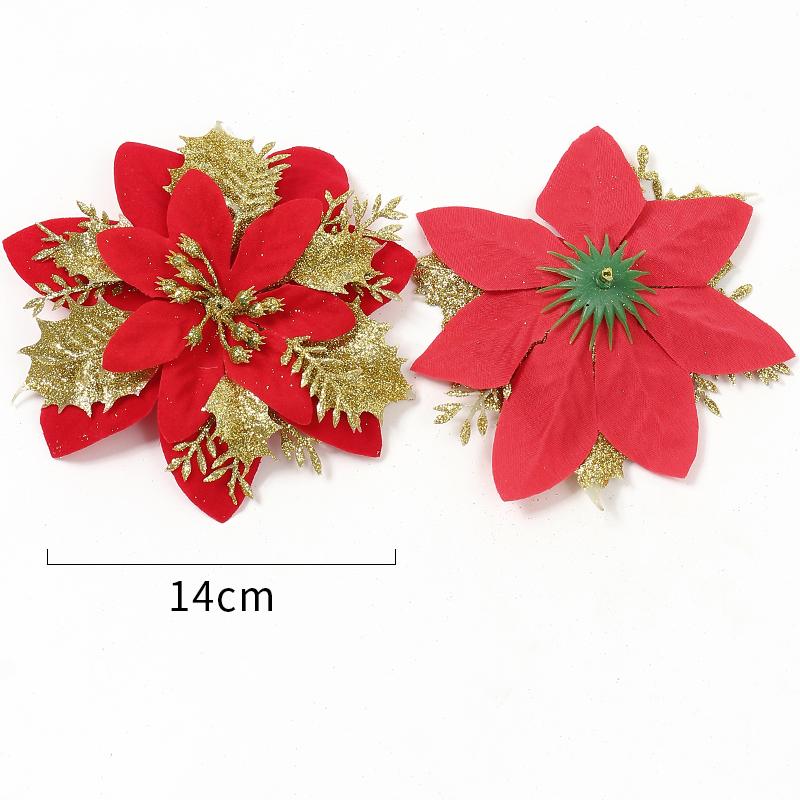 5/10Pcs Glitter Christmas Artificial Flowers Christmas Tree Hanging Pendant Ornaments for Xmas New Year Navidad Party Home Decor