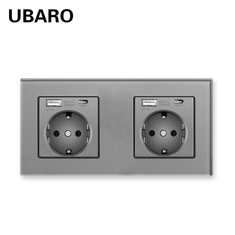 Bseed Europe Russia 16A Wall Power Socket White Black Grey Gold Crystal Glass Panel Plug Electrical Outlet for Home Improvemet