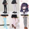 Silver Style Plus Sizes of & Knee-High Socks, Cosplay, Striped, White, Black, Pink, Girls, Women, Boys, (Set 5, A)