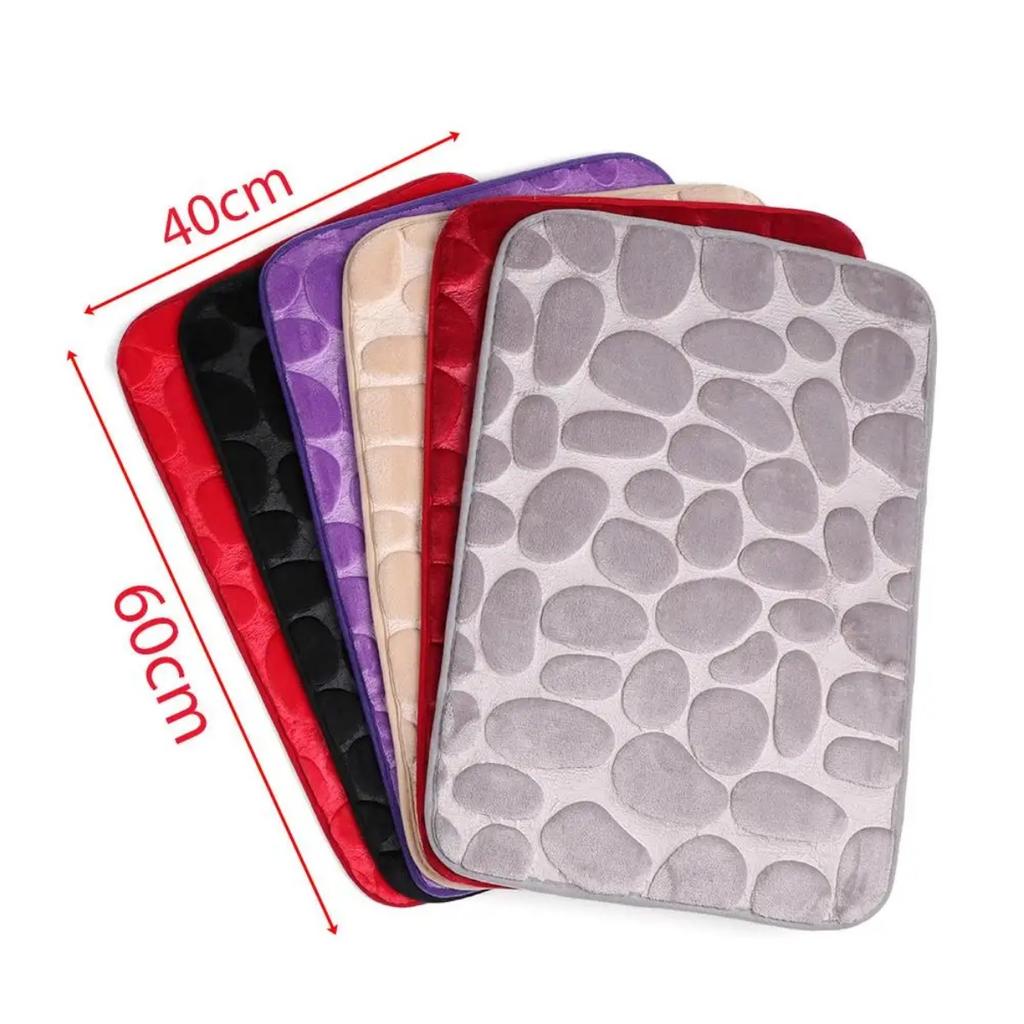 HOMZY Bathroom Bathtub Water Absorption Non-slip Floor Rug Bath Mat Doormat Cobblestone Embossed Washable Carpets