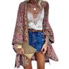 Women Cardigan Summer Open Front Bohemian Floral Printed Blouse Kimono Casual Loose Beach Tops Vintage Long Sleeve Blusas