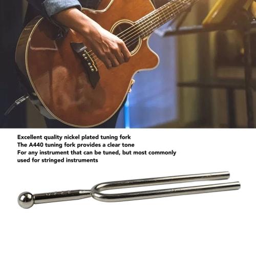 VGEBY A440Hz Tuning Fork, Metal Violin Tuning Fork Standard Tuner Tone Tool with Leather Cover for Guitar, Ukulele, and Violin