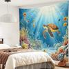 Blue Ocean Sea Turtle Tapestry Coastal Under the Sea Tropical Fish Coral Wall Tapestry for Bedroom Underwater World Sea Life