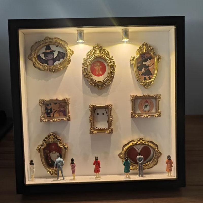 Diy Mini Museum Silhouette Box Bedroom Living Room Desktop Memory Box Decor Valentine  Anniversary Gift Mini Statues Gold Frames