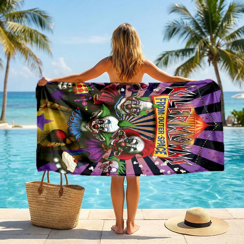 Horror Clown Circus Fashion Beach Towel: Ideal for Summer Adventures Soft, absorbent and quick drying suitable for swimming and bathing