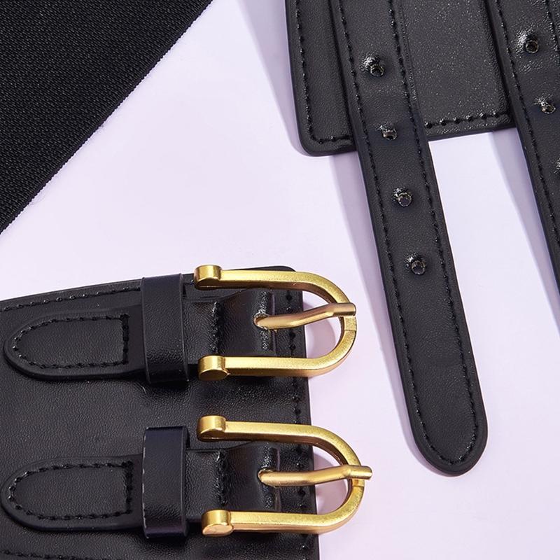 Gothic Solid Color Lift Up Female Waist Corset Wide Faux Leather Belt Women Fashion Slimming Waistband Elastic Corsets