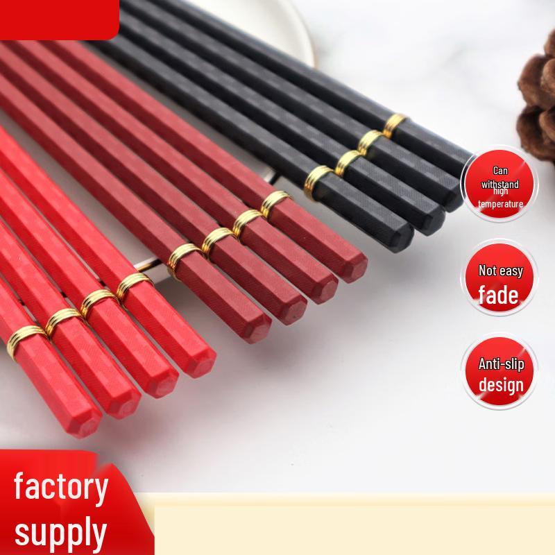 Ru Han Hexagonal Japanese Style Alloy Chopsticks 24.5cm