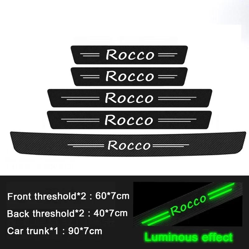 ASFJD1 Luminous Welcome Tape Car Door Sill Scuff Plate Protective Decals For Volkswagen VW Rocco Emblem Rear Trunk Bumper Guard Strips