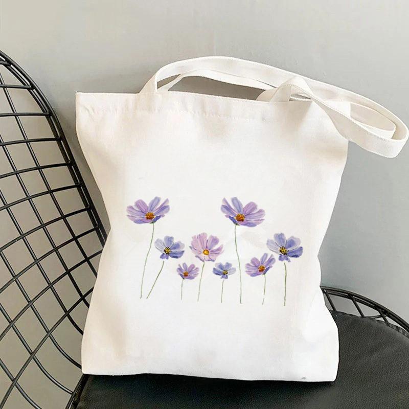 Floral Print Causal Canvas Bag Harajuku Women Shoulder Bags  Female Tote Handbag Large Capacity Shopper Handbag Fashion Handbags