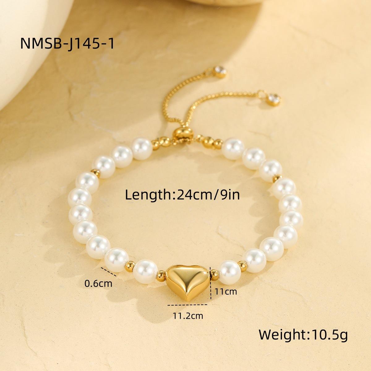 GEMCHIC Women s 18K Gold Heart Pearl Bracelet Stackable Layered Fashion Charm Bangle