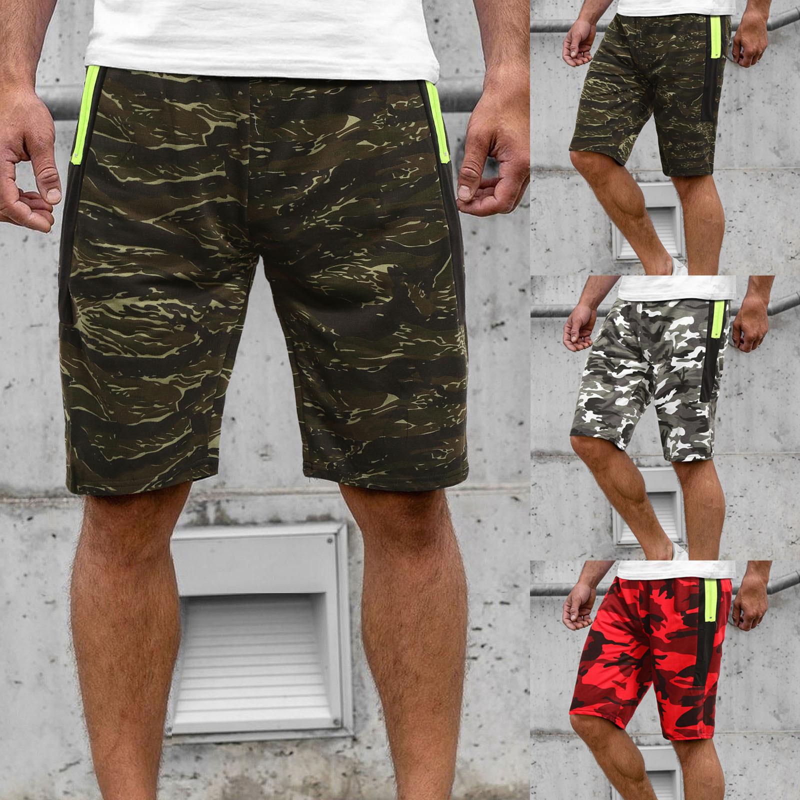 

Мужские летние повседневные спортивные шорты для фитнеса, бодибилдинга с камуфляжным принтом, брюки