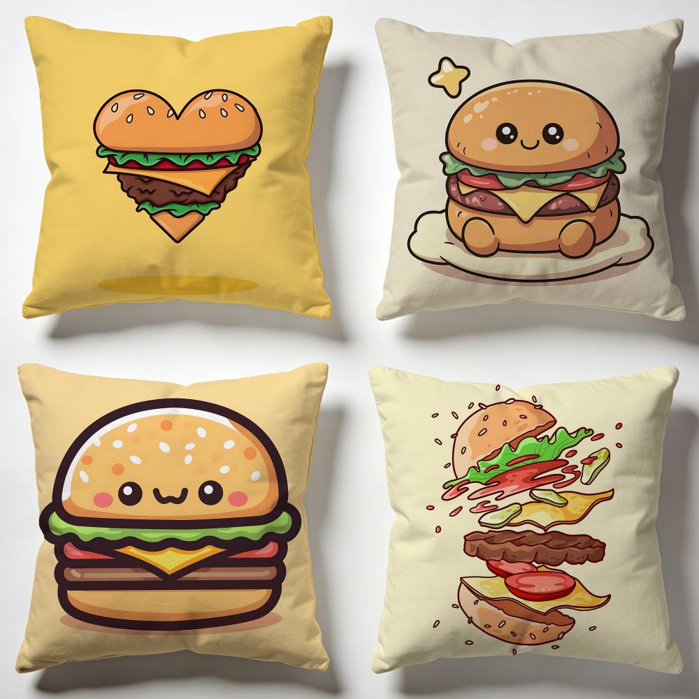 Juicy Burger Cushion Cover Soft Pillow Cases for Home Bedroom Living Room Sofa