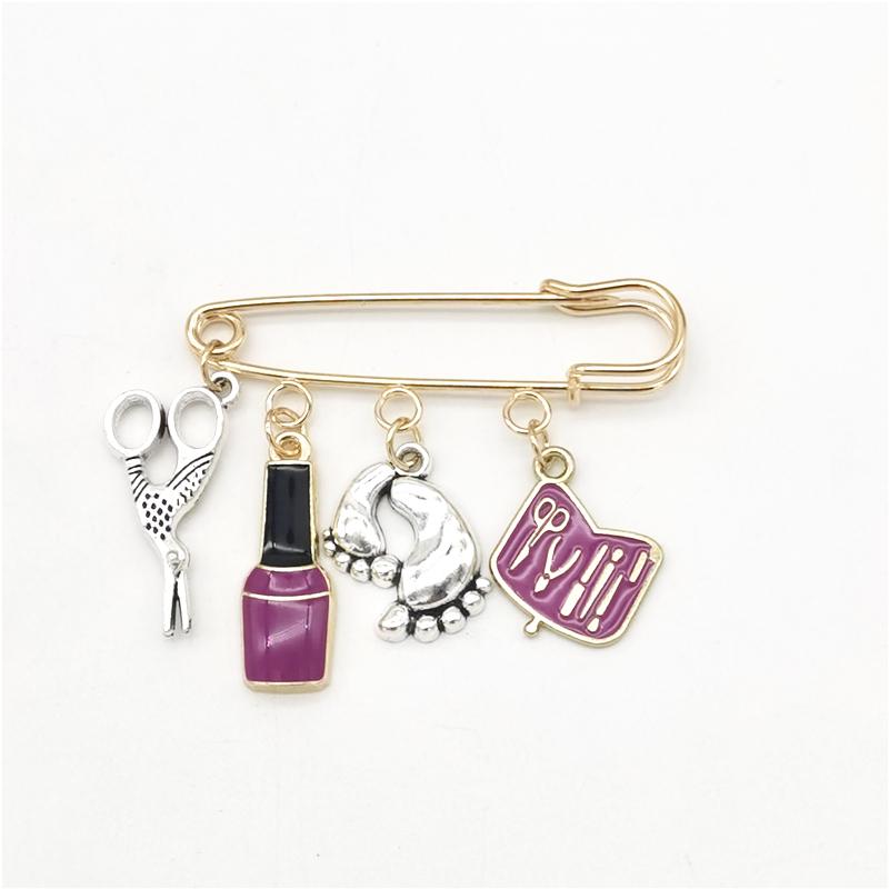 Fashion Nail Art Brooch Vintage Jewelry Mini Nail Art Nail Polish Scissors Pin Brooches